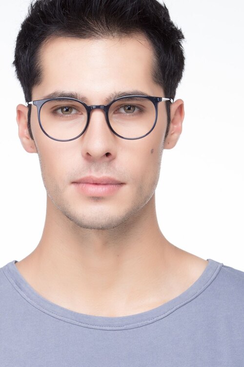 Marilou Clear Cobalt Plastic-metalEyeglass Frames for Men from EyeBuyDirect