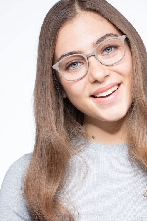 Villa Rectangle Taupe Full Rim Eyeglasses | Eyebuydirect display picture 1