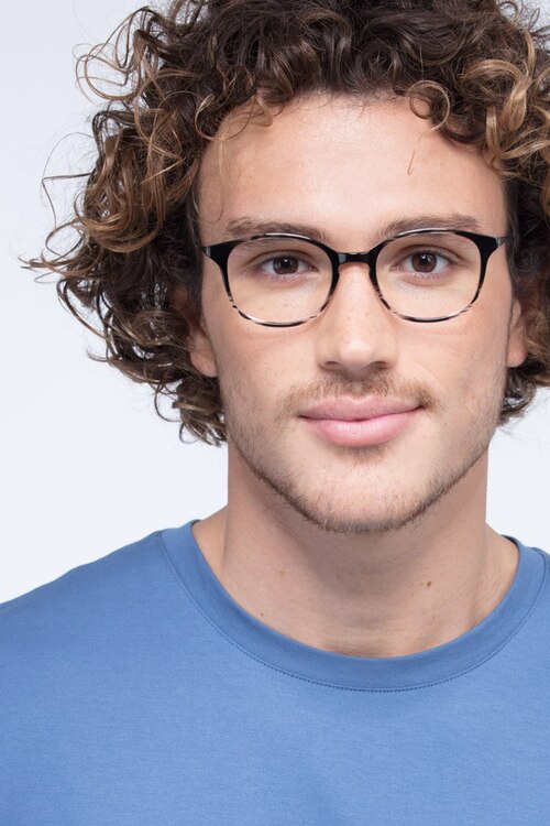 Villa Black Striped MetalEyeglass Frames for Men from EyeBuyDirect