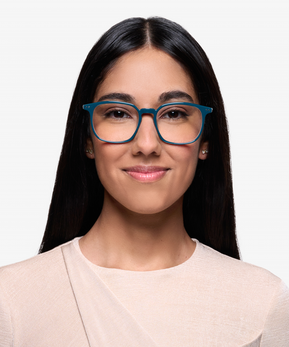 Ghostwriter Rectangle Teal Full Rim Eyeglasses Eyebuydirect Canada