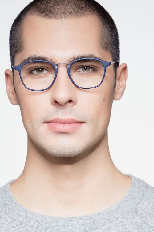Crave Matte Navy MetalEyeglass Frames for Men from EyeBuyDirect