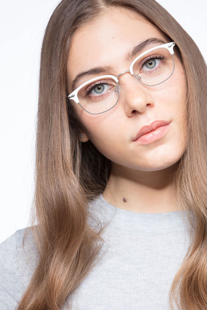 Links Browline White Glasses for Women Eyebuydirect