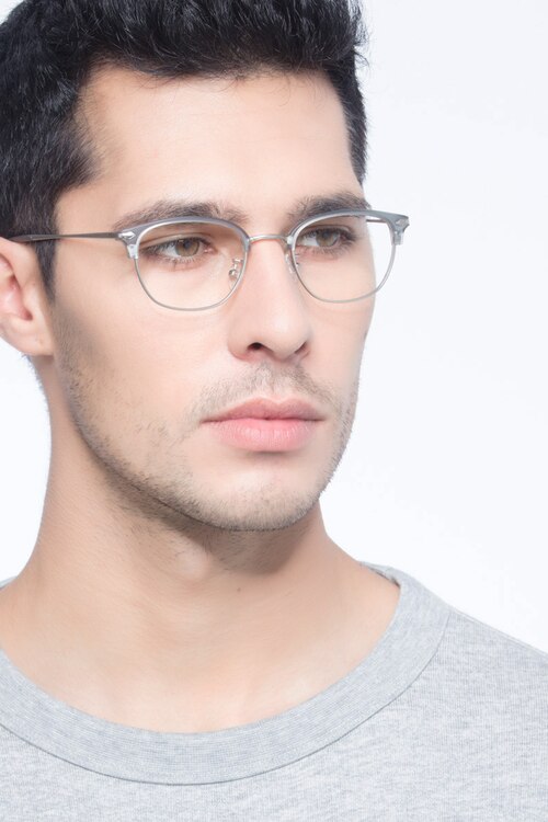 Links Matte Gray MetalEyeglass Frames for Men from EyeBuyDirect