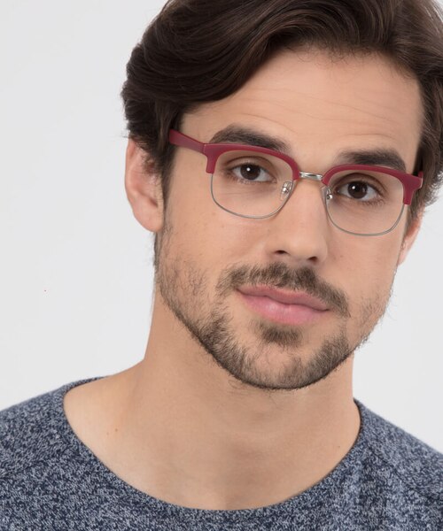 Yokote Matte Burgundy Plastic, MetalEyeglass Frames for Men from EyeBuyDirect