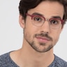 Yokote Matte Burgundy Plastic-metalMontures de lunettes de vue pour Hommes d'EyeBuyDirect