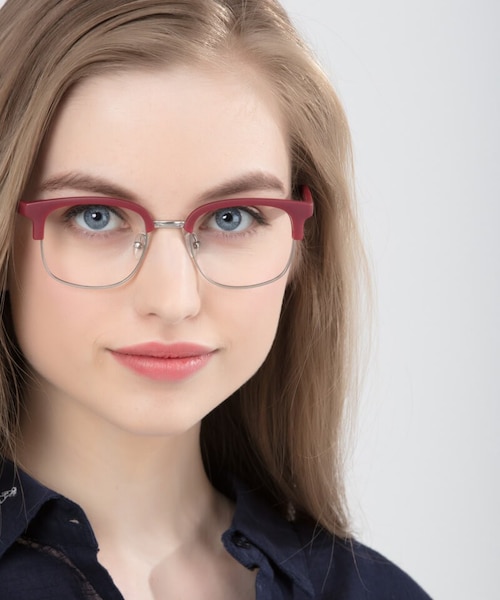 Yokote Matte Burgundy Plastic, MetalEyeglass Frames for Women from EyeBuyDirect