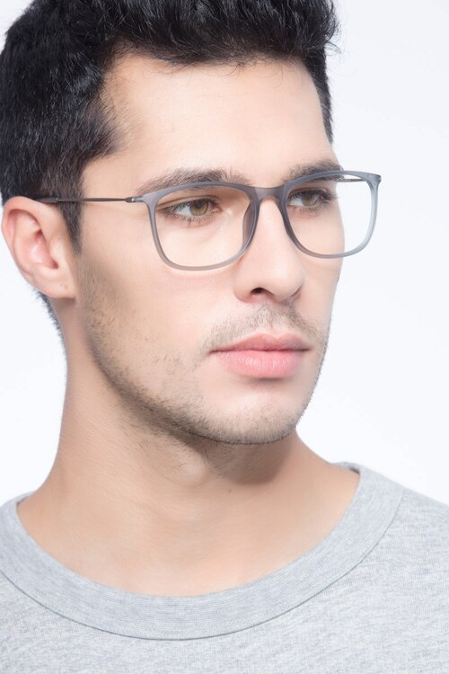 Hurricane Matte Gray Plastic-metalEyeglass Frames for Men from EyeBuyDirect