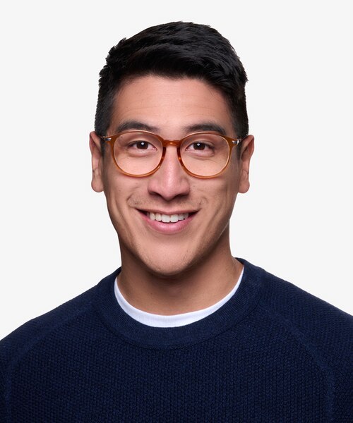 Lindsey Clear Orange Plastic-metalEyeglass Frames for Men from EyeBuyDirect