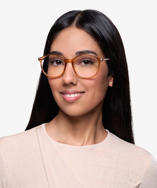 Lindsey Clear Orange Plastic-metalEyeglass Frames for Women from EyeBuyDirect