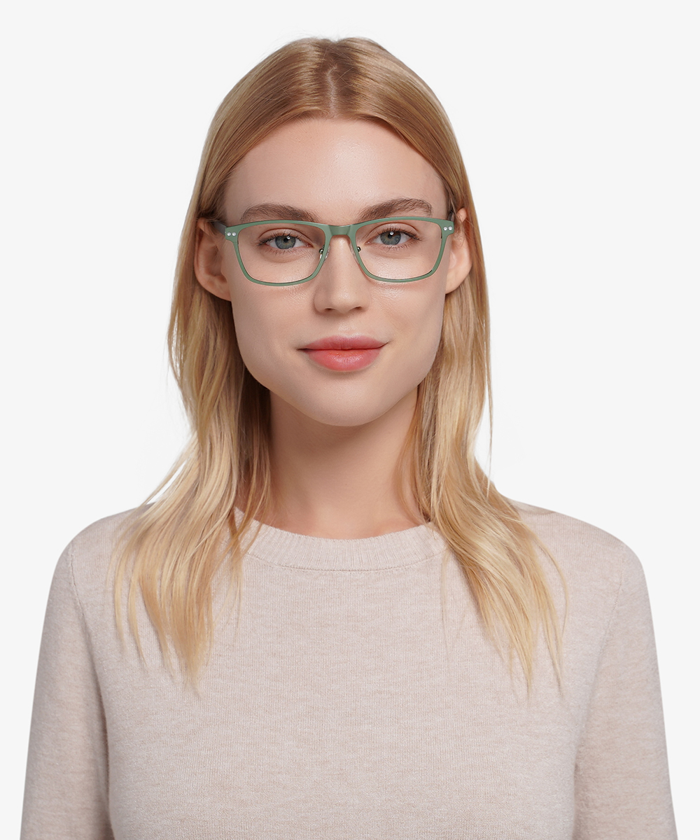 Comity Rectangle Light Green Full Rim Eyeglasses Eyebuydirect Canada