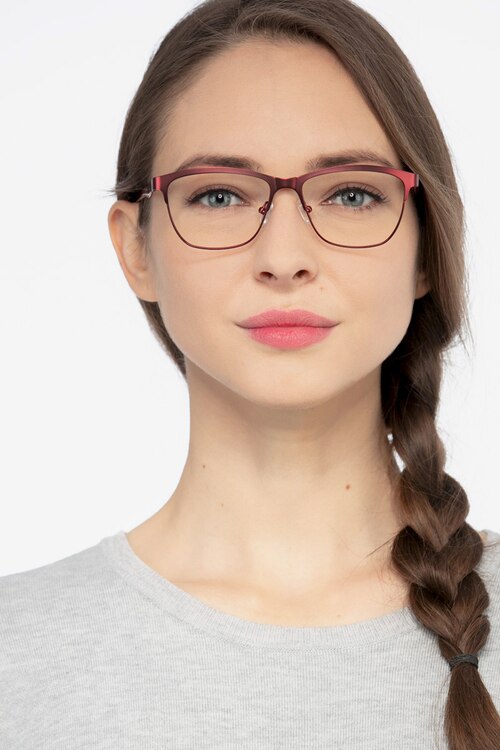 Volary Red Acetate-metalEyeglass Frames for Women from EyeBuyDirect