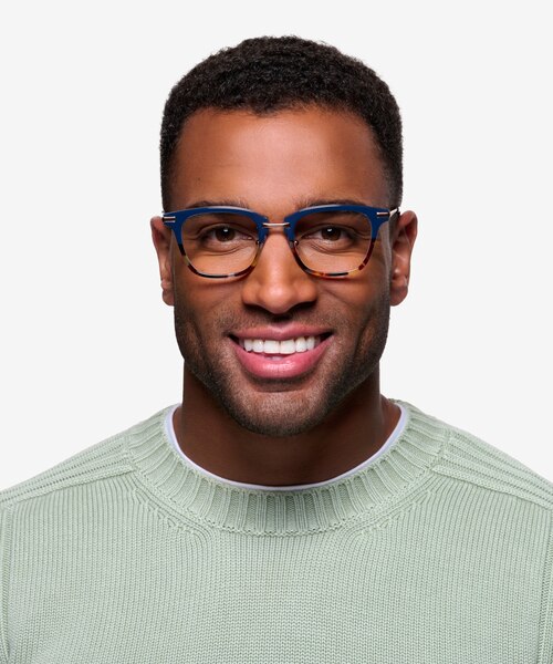 Candela Blue Floral Acetate-metalEyeglass Frames for Men from EyeBuyDirect