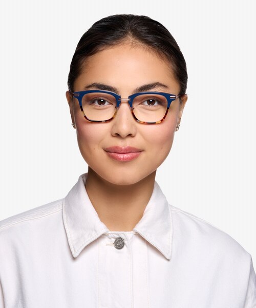 Candela Blue Floral Acetate-metalEyeglass Frames for Women from EyeBuyDirect