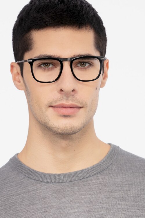 Kompa Black Acetate-metalEyeglass Frames for Men from EyeBuyDirect