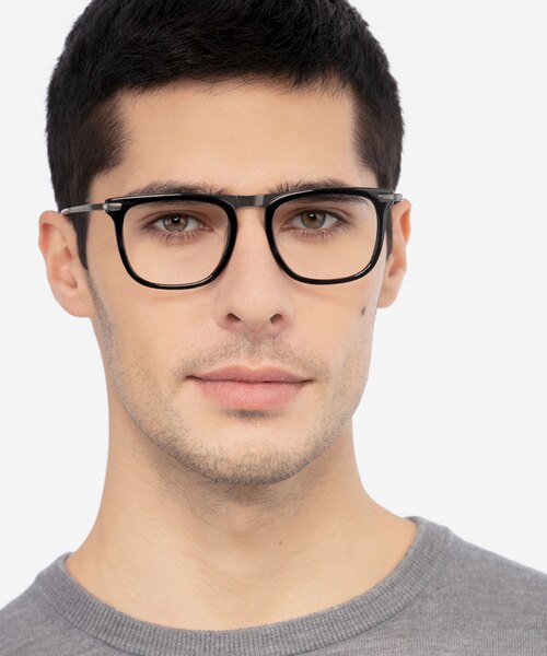 Kompa Black Acetate, MetalEyeglass Frames for Men from EyeBuyDirect