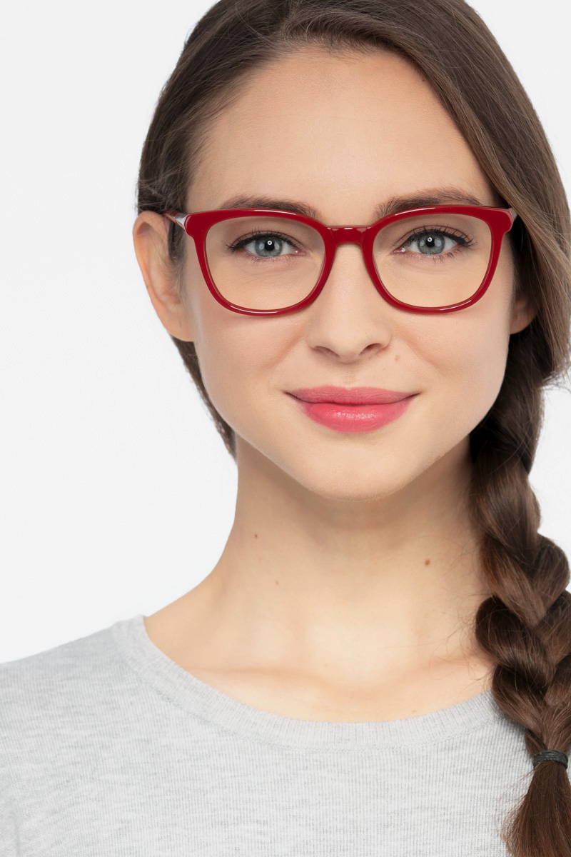 Kat Square Burgundy Glasses for Women | Eyebuydirect