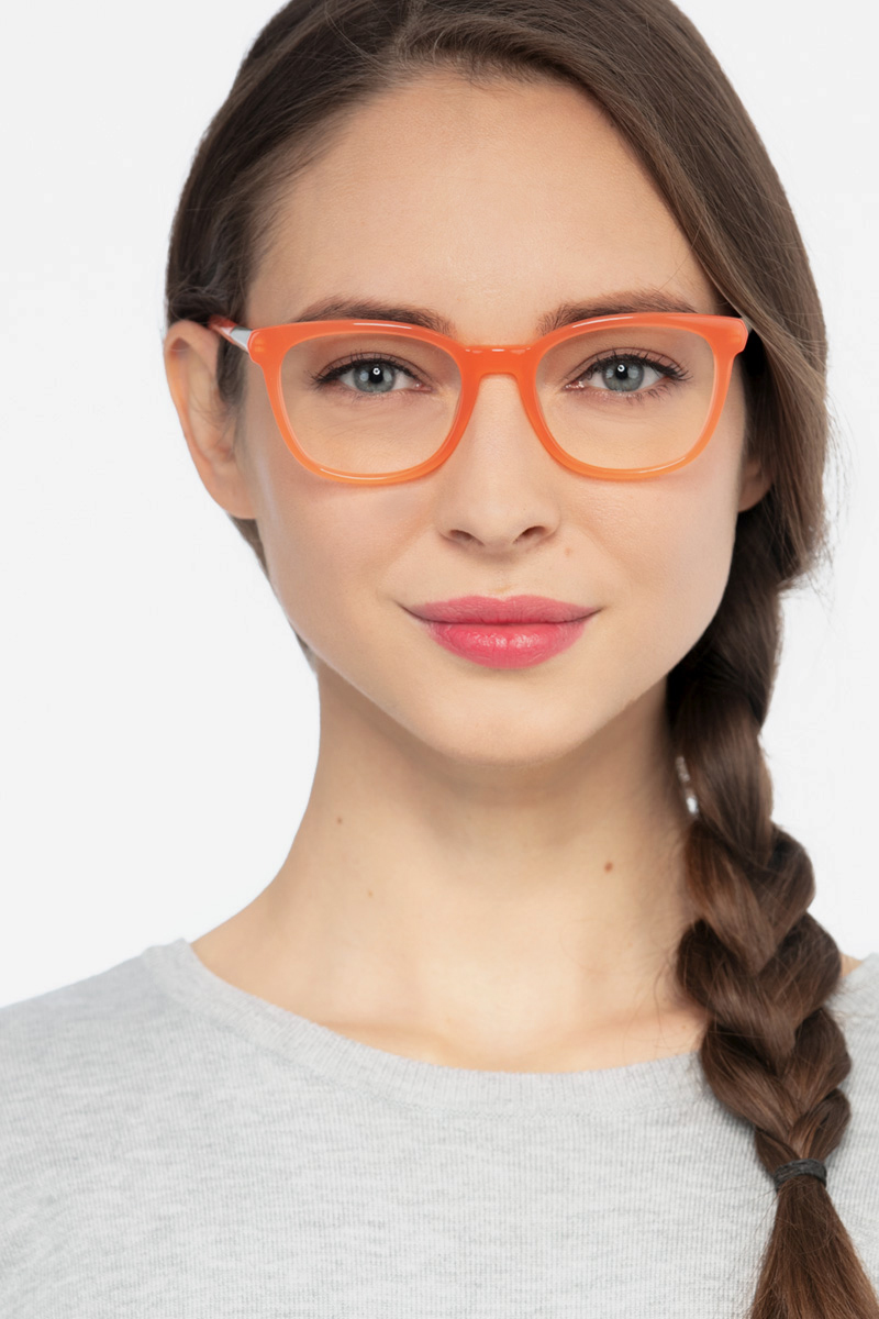 Kat Square Orange Glasses for Women | Eyebuydirect