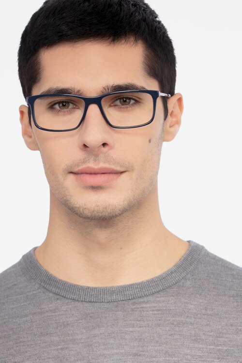 Marvel Bleu Acetate-metalMontures de lunettes de vue pour Hommes d'EyeBuyDirect