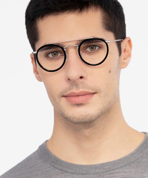 Architect Black Silver Acetate, MetalEyeglass Frames for Men from EyeBuyDirect