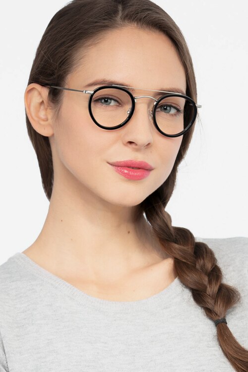 Architect Black Silver Acetate-metalEyeglass Frames for Women from EyeBuyDirect