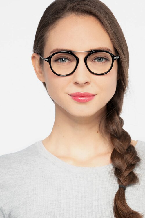 Terminal One Black Gunmetal Acetate-metalEyeglass Frames for Women from EyeBuyDirect