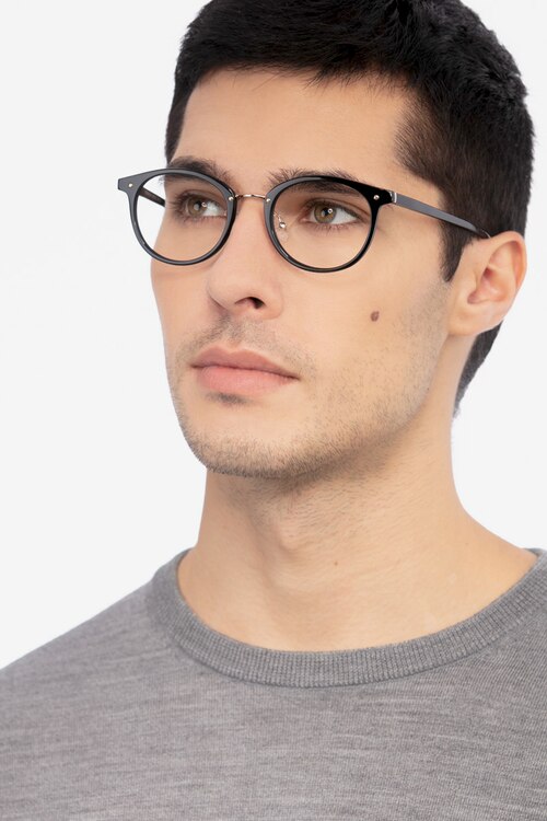 Fetching Black Golden Acetate-metalEyeglass Frames for Men from EyeBuyDirect
