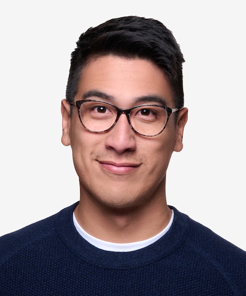Cats Meow Gray Floral Acetate, MetalEyeglass Frames for Men from EyeBuyDirect