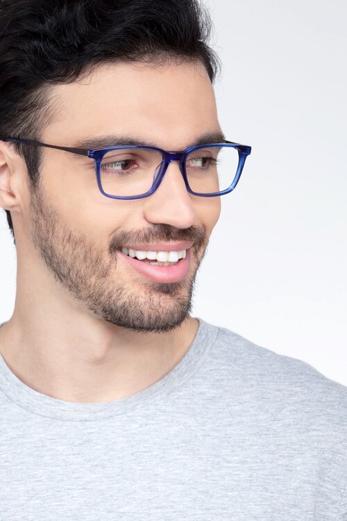 Stanza Bleu Acetate-metalMontures de lunettes de vue pour Hommes d'EyeBuyDirect