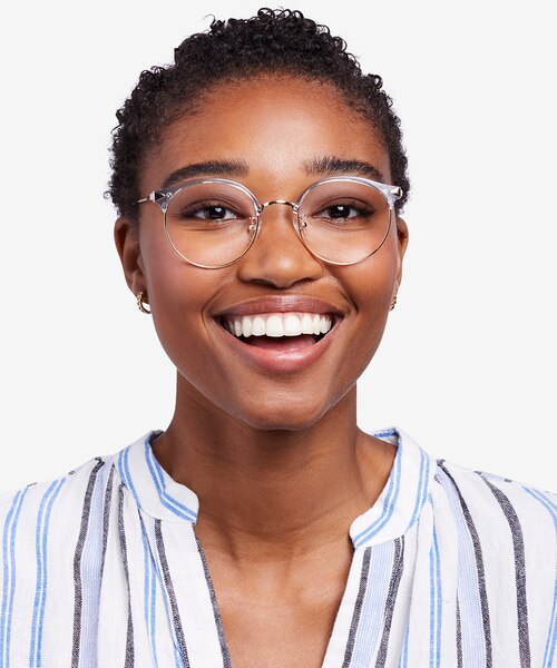 Moon River Clear Blue Plastic, MetalEyeglass Frames for Women from EyeBuyDirect