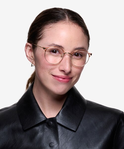 Moon River Clear Pink Plastic-metalEyeglass Frames for Women from EyeBuyDirect