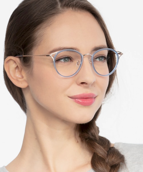 Dazzle Blue Acetate, MetalEyeglass Frames for Women from EyeBuyDirect