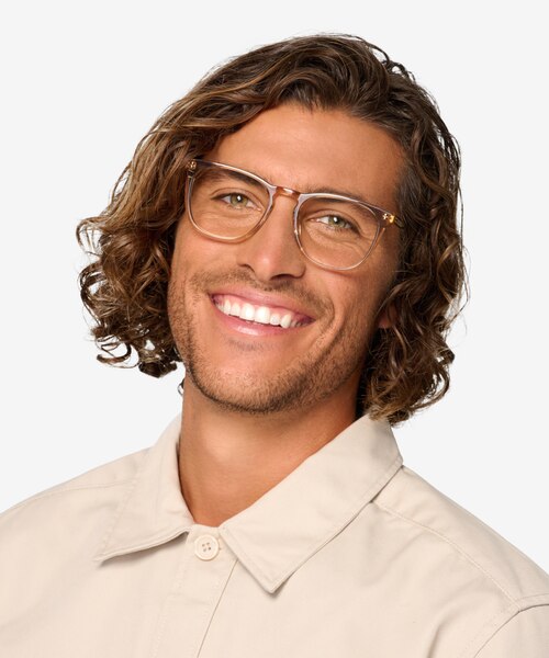 Vinyl Clear Brown Acetate-metalMontures de lunettes de vue pour Hommes d'EyeBuyDirect