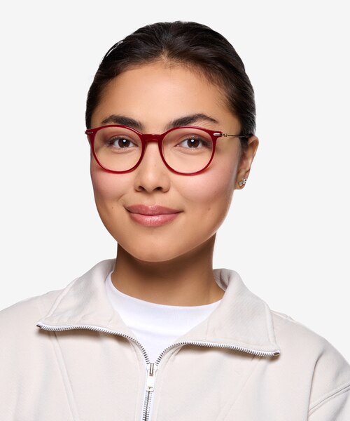 Quill Rouge Acetate-metalMontures de lunettes de vue pour Femmes d'EyeBuyDirect