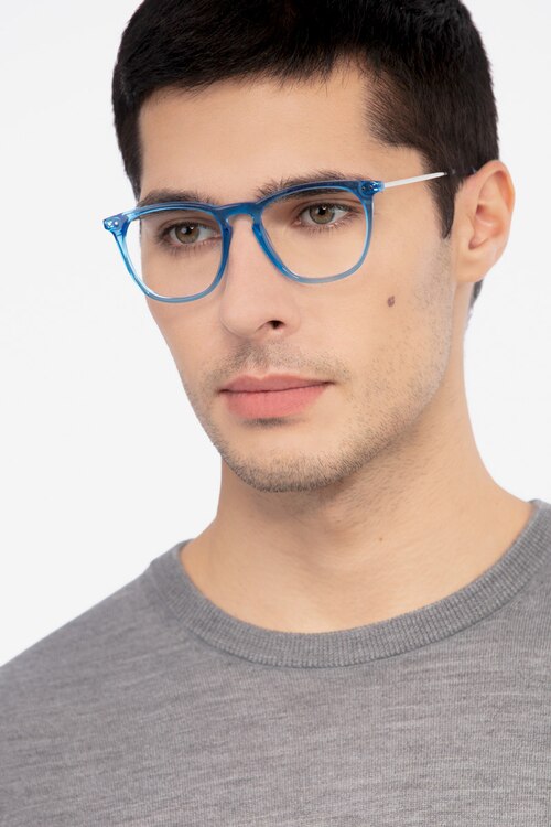 Distance Blue Acetate-metalEyeglass Frames for Men from EyeBuyDirect