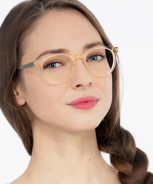 Traveller Clear Melon Acetate, MetalEyeglass Frames for Women from EyeBuyDirect
