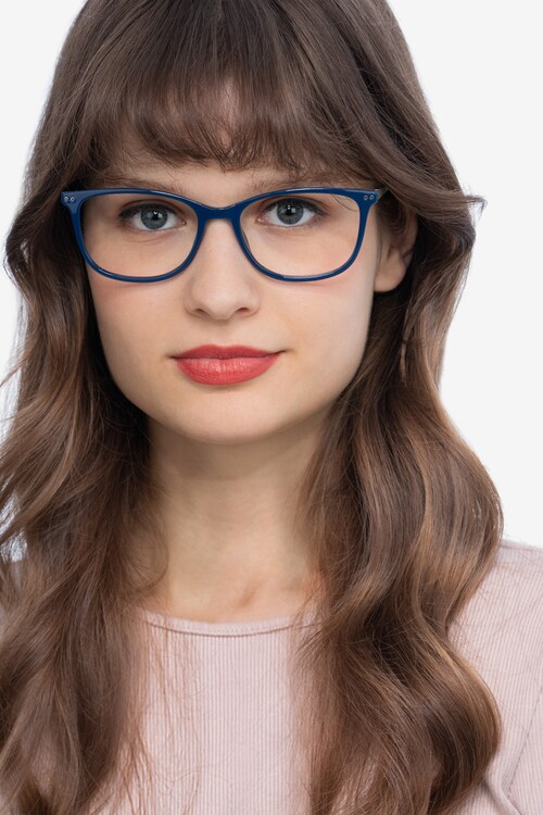 Clarity Rectangle Blue Glasses for Women
