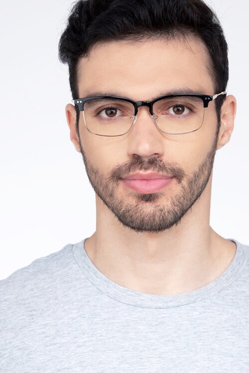 Explorer Noir Acetate-metalMontures de lunettes de vue pour Hommes d'EyeBuyDirect