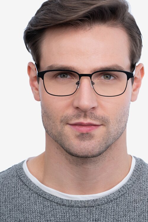 Meta Noir Acetate-metalMontures de lunettes de vue pour Hommes d'EyeBuyDirect