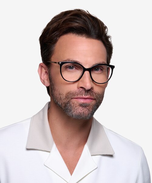Attitude Black Acetate-metalEyeglass Frames for Men from EyeBuyDirect