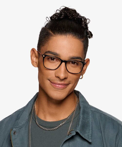 Plaza Black Acetate-metalEyeglass Frames for Men from EyeBuyDirect