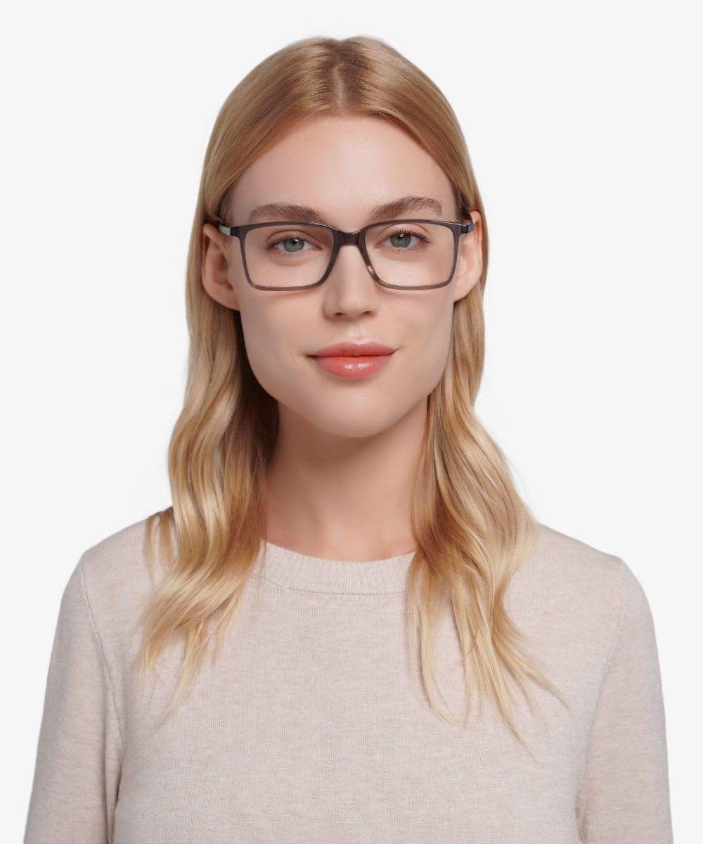 Haptic Rectangle Gray Full Rim Eyeglasses Eyebuydirect