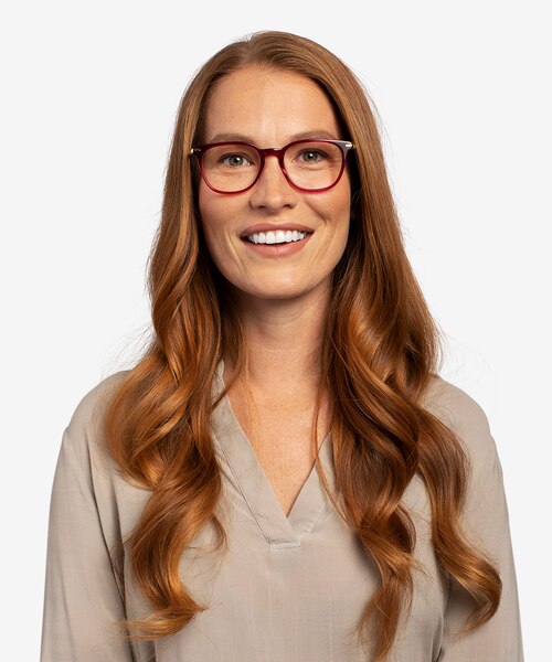 Therefore Raspberry Acetate-metalEyeglass Frames for Women from EyeBuyDirect
