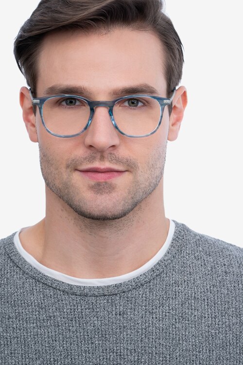 Toulouse Blue Acetate-metalEyeglass Frames for Men from EyeBuyDirect
