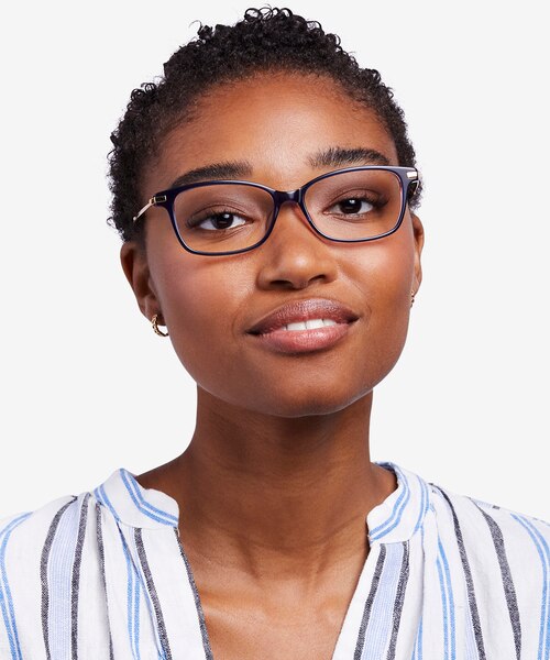 Vanda Blue Acetate-metalEyeglass Frames for Women from EyeBuyDirect