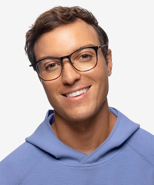 Walker Black Brown Acetate-metalMontures de lunettes de vue pour Hommes d'EyeBuyDirect