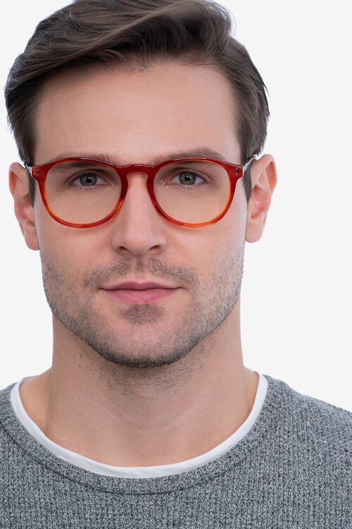 Akio Orange Acetate-metalEyeglass Frames for Men from EyeBuyDirect