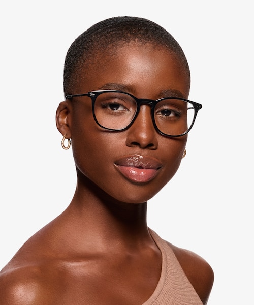 Villeneuve Black Acetate, MetalEyeglass Frames for Women from EyeBuyDirect