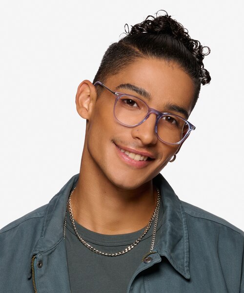 Villeneuve Blue Acetate-metalEyeglass Frames for Men from EyeBuyDirect