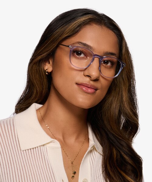 Villeneuve Blue Acetate-metalEyeglass Frames for Women from EyeBuyDirect