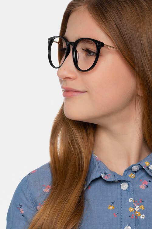 Clever Black Acetate-metalEyeglass Frames for Women from EyeBuyDirect
